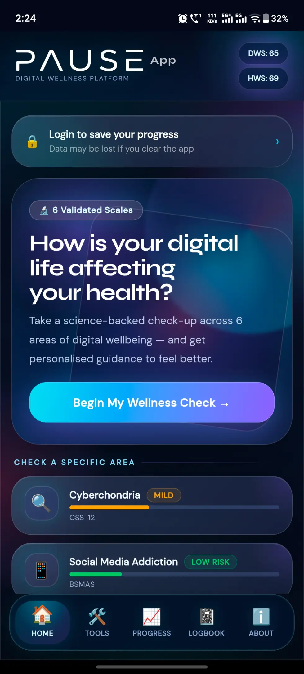 PAUSE — live app screen